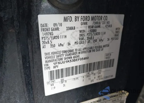 2011 Ford Expedition Limited z USA, uszkodzony, nr VIN 1FMJU1K53BEF05460